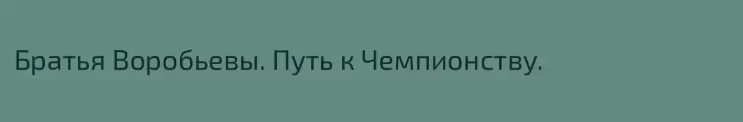 Братья Воробьевы. Путь к Чемпионству.